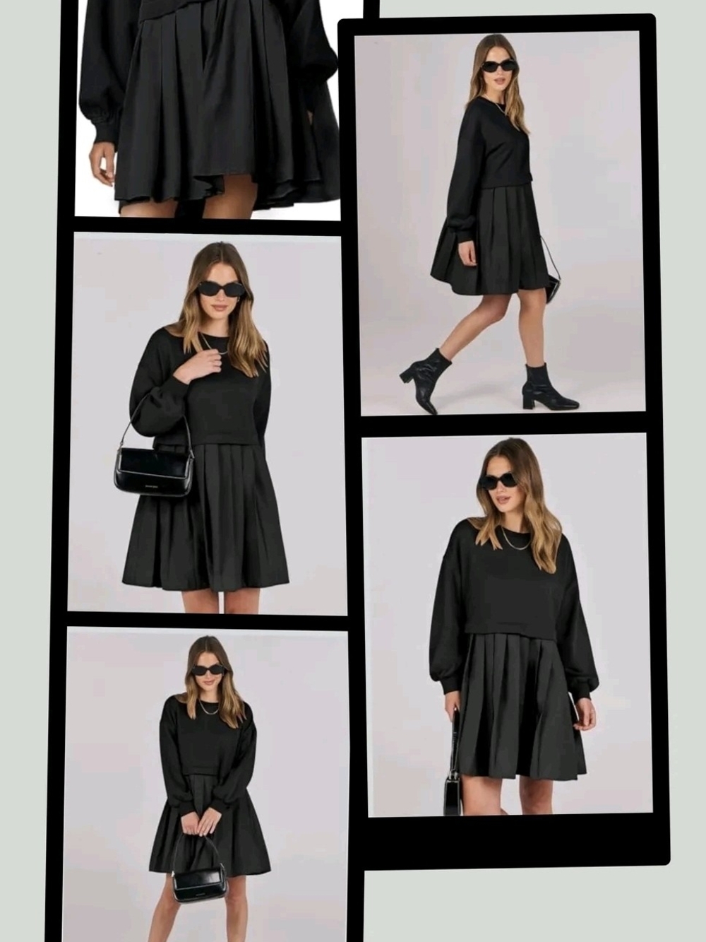 NWT! Women's Small Black Oversized Sweatshirt Dress By ANRABESS